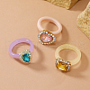 Fashionable Rhinestone Rectangle Heart Teardrop Finger Rings Sets for Women DW4272-2