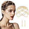 Rhinestone Mesh Headpiece Cap AJEW-WH0413-82A-1