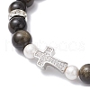 Natural Golden Sheen Obsidian Round Beads Stretch Bracelets BJEW-JB11807-01-3