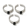 Natural Dyed & Heated Black Agate Adjustable Rings RJEW-K269-12P-05-1