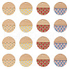 Beadthoven 16Pcs 4 Colors Printed Resin & Wood Pendants WOOD-BT0001-13-10