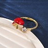 Brass Micro Pave Cubic Zirconia Open Cuff Rings for Women RJEW-U057-26G-02-3
