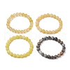4Pcs Constellation 8mm Round Natural Topaz Jade & Dyed Yellow Jade & Picasso Jasper BJEW-JB10637-4