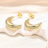 Brass Micro Pave Clear Cubic Zirconia Stud Earrings for Women EJEW-U056-03G-2