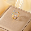 Elegant Hollow Star Brass Micro Pave Cubic Zirconia Cuff Rings for Women SM3654-2-3