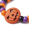 2Pcs 2 Styles Pumpkin Plastic Beaded Stretch Bracelet Sets BJEW-JB10888-4