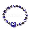 Natural Lava Rock & Handmade Lampwork Beads Stretch Bracelets BJEW-JB11984-01-2