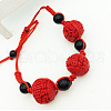 Round Adjustable Cinnabar Braided Bead Bracelets WG3AA70-12-1