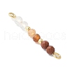 Faceted Round Natural Mixed Gemstone Beaded Connector Charms PALLOY-JF03530-3