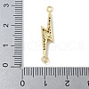 Rack Plating Brass Micro Pave Clear Cubic Zirconia Lightning Bolt Connector Charms KK-A234-067G-3