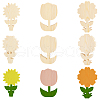 AHADERMAKER 9Pcs 3 Styles Unfinished Wood Flower Ornaments DIY-GA0007-09-1