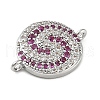 Rack Plating Brass Micro Pave Orchid & Clear Cubic Zirconia Vortex Connector Charms KK-A234-057P-2