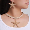 Starfish Alloy & Polyester Cord Pendant Necklaces & Stud Earrings Sets FS-WGCE349-01-3
