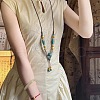 Alloy & Porcelain Beaded Barrel Tassel Pendant Long Bib Necklaces for Women WG23FEE-03-3