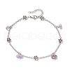 5Pcs 5 Styles Natural & Synthetic Gemstone Chip Tassel Alloy Link Anklets AJEW-AN00696-4