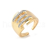 Brass Micro Pave Cubic Zirconia Cuff Rings RJEW-D307-05G-B-2