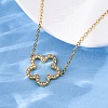 304 Stainless Steel Crystal Rhinestone Flower Pendant Necklaces NJEW-R026-05G-3