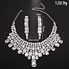Rectangle & Flat Round Alloy with Crystal Rhinestone Pendant Necklace & Stud Earring FS-WGA507D-01-2