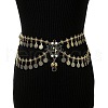 Alloy & Rhinestone & Plastic Pearl Double Layer Coin Tassel Waist Belly Chains for Dancer FS-WG8EEAF-05-1