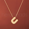 Brass Micro Pave Clear Cubic Zirconia Initial Pendant Necklaces for Women FS-WGDC51D-21-1