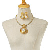 Round Alloy & Aluminum Wire & Imitation Pearl Jewelry Set FS-WG2DEC3-01-1
