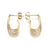 Brass Micro Pave Clear Cubic Zirconia Stud Earrings for Women EJEW-U056-04A-G-4