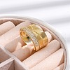 Rack Plating Brass Micro Pave Clear Cubic Zirconia Cuff Finger Rings for Women RJEW-M028-16G-4