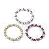 3Pcs Round Natural White Jade & Amazonite & Dyed Malaysia Jade Beads Stretch Bracelets BJEW-JB11818-2