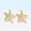 Brass Clear Cubic Zirconia Stud Earrings EJEW-Q017-05A-G-1