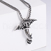 Retro Rock Punk Men's Dragon Sword Stainless Steel Pendant Necklaces EG4389-1-1