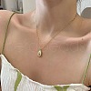 304 Stainless Steel Pave Natural White Shell Avocado Pendants Necklaces for Women FS-WGDDBAD-01-1