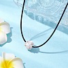 Natural Rose Quartz & Glass Seed Beads Cluster Flower Pendant Necklaces NJEW-MZ00095-01-1