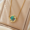 Exquisite Brass Pave Clear Shiny Cubic Zirconia Flat Round with Star Pendant Necklaces DS0332-3