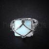 Brass & Opalite Finger Rings FS-WG78CCB-03-3