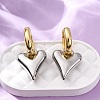 Two Tone Heart Brass Hoop Earrings EJEW-D322-12GP-01A-1