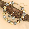 Alloy & Wood & CCB Plastic Round Beaded Necklaces & Stud Dangle Earrings Sets FS-WGB5D6A-04-1