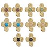 Natural Mixed Gemstone Flower Stud Earrings EJEW-JE05319-01-1