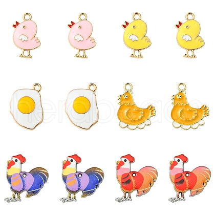 12pcs 6 styles Alloy Enamel Pendants FIND-FS0002-38-1