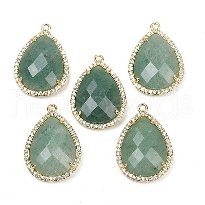 Natural Green Aventurine Faceted Pendants G-K347-12G-06-1