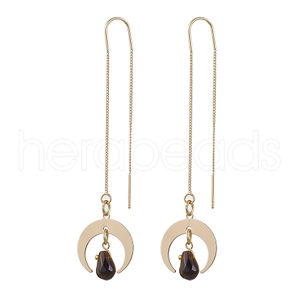 Natural Tiger EyeTeardrop Dangle Stud Earrings EJEW-JE05712-03-1