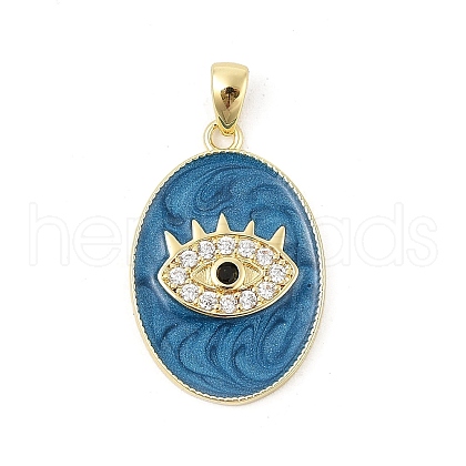 Brass Micro Pave Cubic Zirconia and Enamel Pendants KK-P300-26G-1