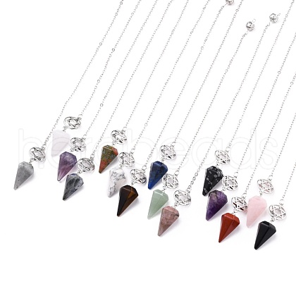 Natural & Synthetic Mixed Gemstone Hexagonal Pointed Dowsing Pendulums G-A024-C-1