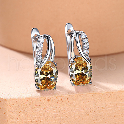 Brass Cubic Zirconia Stud Earrings WG92DFF-03-1