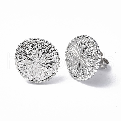 Non-Tarnish 304 Stainless Steel Flower Stud Earrings for Women EJEW-F300-15P-1