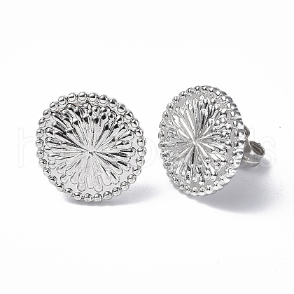 304 Stainless Steel Flower Stud Earrings for Women EJEW-F300-15P-1