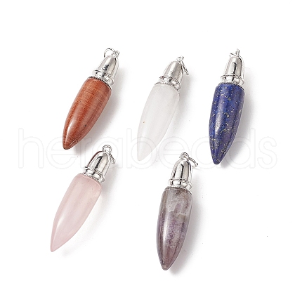 Natural & Synthetic Mixed Gemstone Big Pointed Pendants G-C051-08P-1