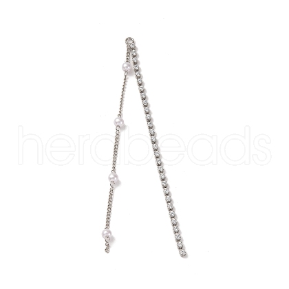 Brass Micro Pave Clear Cubic Zirconia & ABS Plastic Pearl Big Pendants KK-G510-05P-1