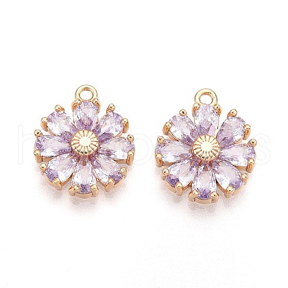 Real 18K Gold Plated Brass Micro Pave Cubic Zirconia Pendants KK-S360-043B-NF-1