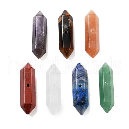 Natural Mixed Stone Double Terminal Pointed Beads G-A231-01-1