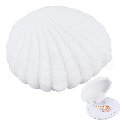 SUNNYCLUE 3Pcs Shell Shaped Velvet Jewelry Storage Boxes AJEW-SC0002-94-1